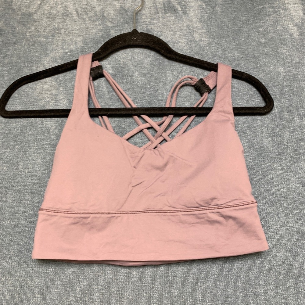 Lululemon Free To Be Wild Bra Long Line Womens Pink Criss Cross Back Athleisure